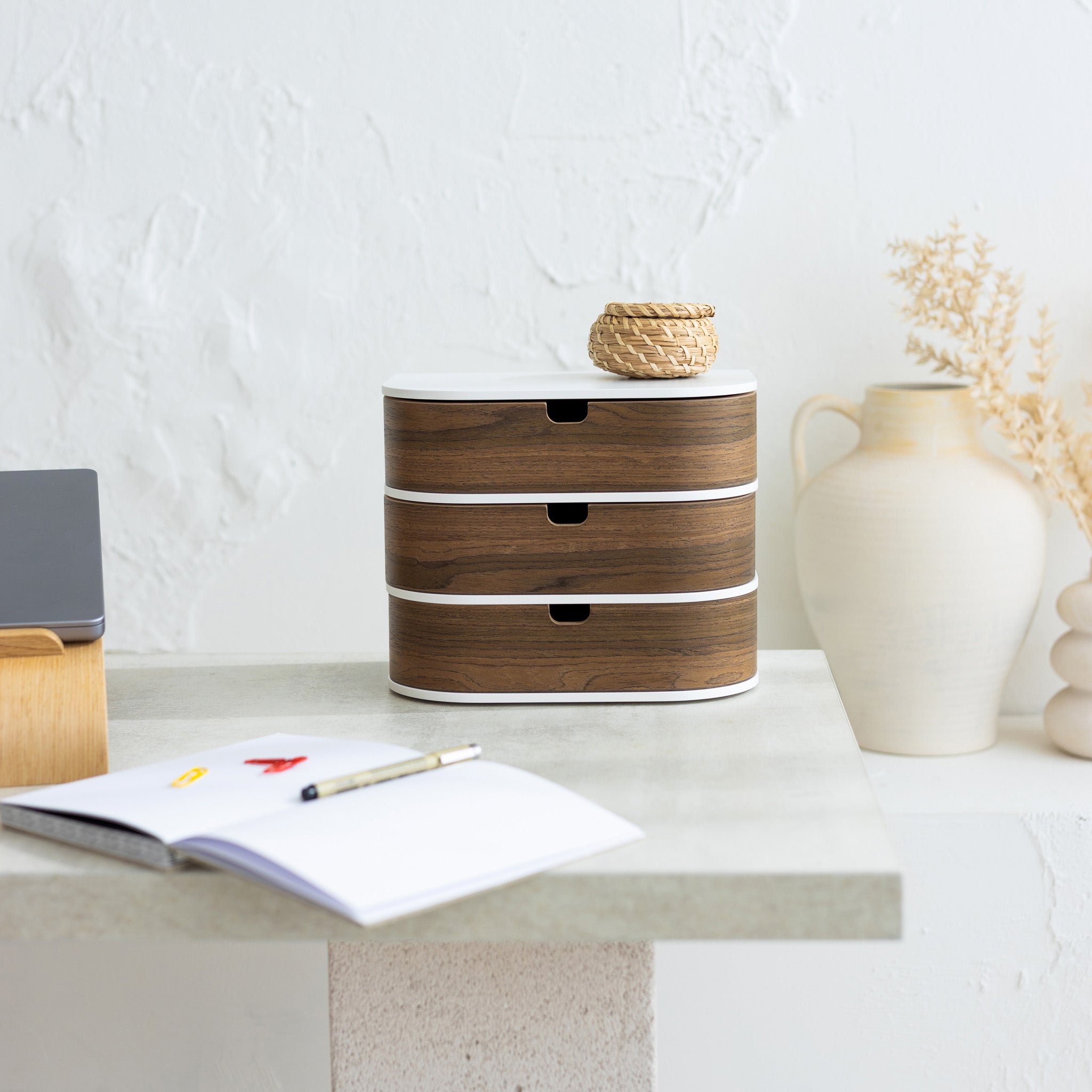 Mounted separate wood drawer box, Desk organization ideas-0